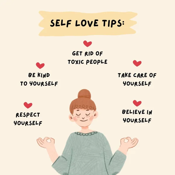 Beige Self Love Tips Instagram Post — 图库照片