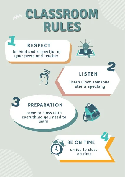 Colorful Illustration Classroom Rules Poster