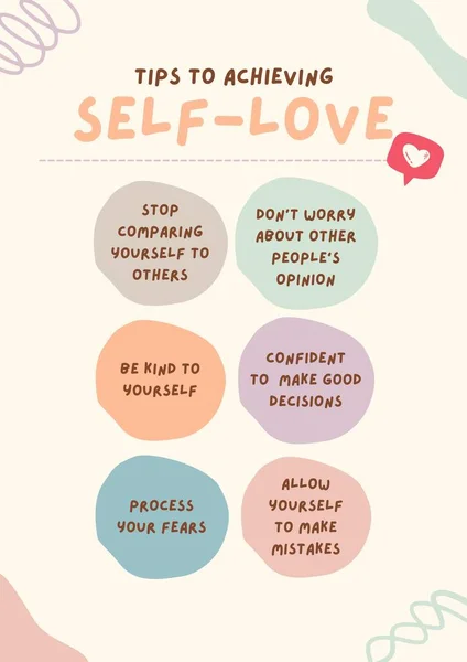 Barevné Tipy Dosažení Self Love Abstrakt List Plakát — Stock fotografie