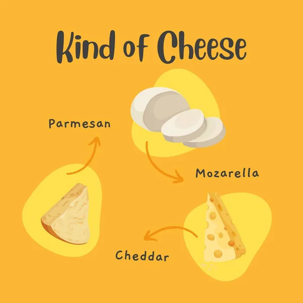 ダークイエローチーズの創造的な種類 Instagram Post — ストック写真