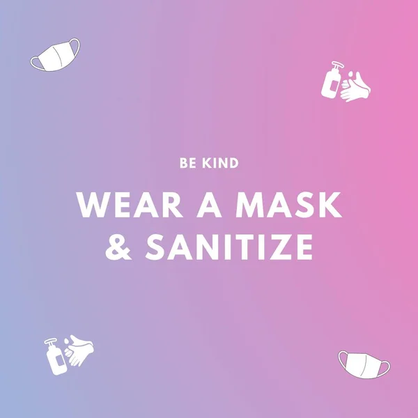 Gradient Wear Mask Sanitize Quote Instagram Post — Stock Photo, Image