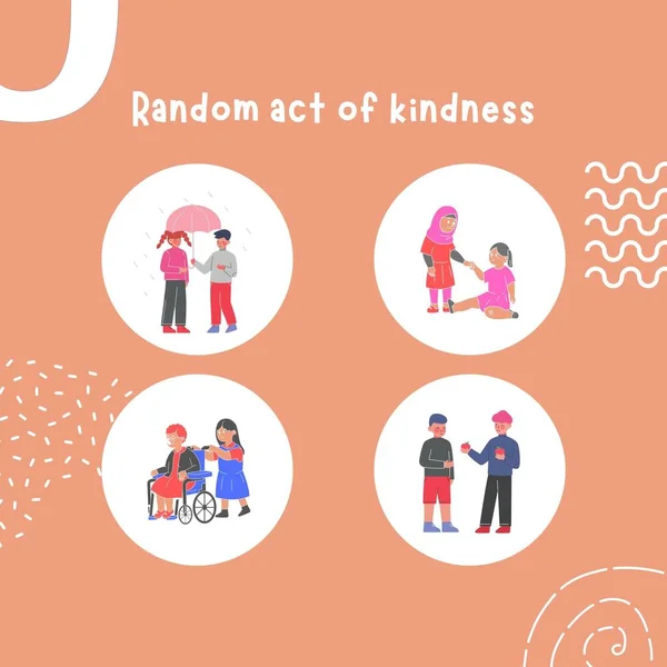 White Pink Illustrated Random Act Kindness Instagram Post — Fotografia de Stock