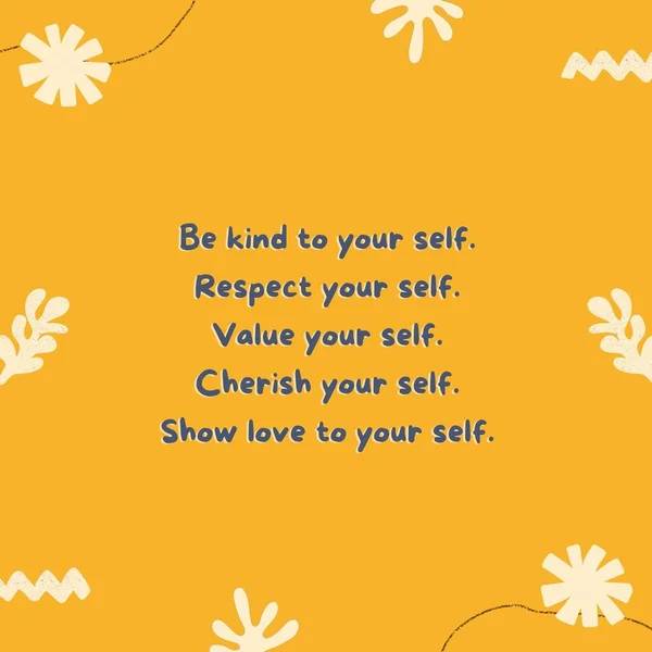 Yellow Blue Self Love Advice Inspiring Quote Instagram Post — 스톡 사진
