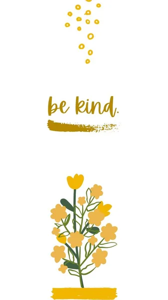 Yellow Minimalist Motivational Quotes Kind Phone Wallpaper — 图库照片