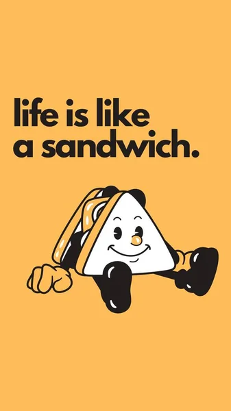 黒と黄色の漫画の生活はサンドイッチのようなものです引用のWhatsappステータスあなたの物語 — ストック写真