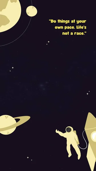 Schwarze Creme Kreative Zitate Astronout Telefon Wallpaper — Stockfoto