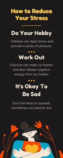 Black Creative How to Reduce Stress Infographic