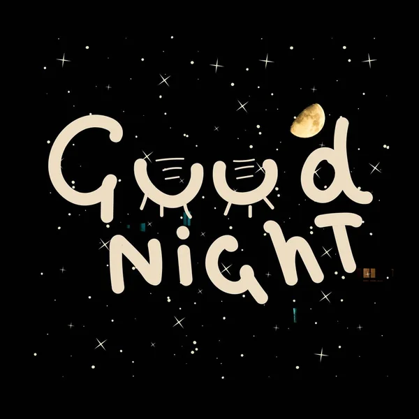 Black Glittered Sky Good Night — Stock Photo, Image