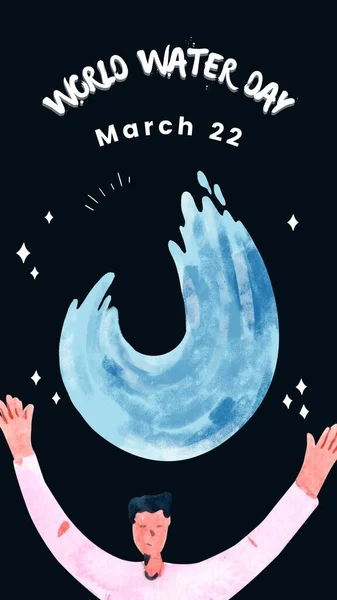 Blue Black Illustrated World Water Day Creative Instagram Story — Stock Photo, Image