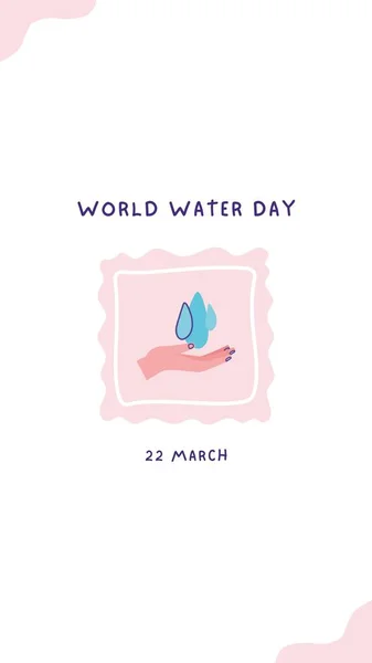 Blue Pink Illustrated World Water Day Instagram Story — Stock Photo, Image