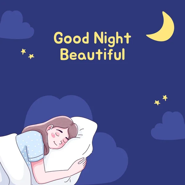 Blue Good Night Beautiful Instagram Post — Stock fotografie