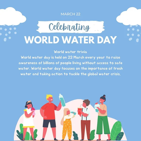 Blue Illustration Celebrating International World Water Day Instagram Post — Stock Photo, Image