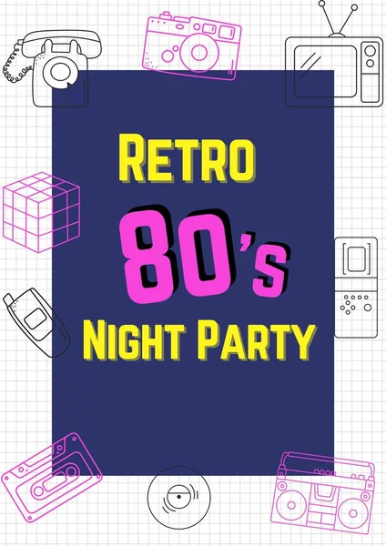 Blue Retro 80S Night Party Poster — Stock Photo, Image