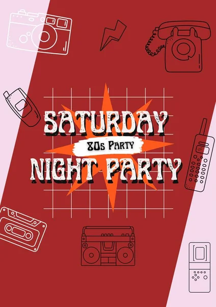 Brown 80S Night Party Poster — Stock Photo, Image