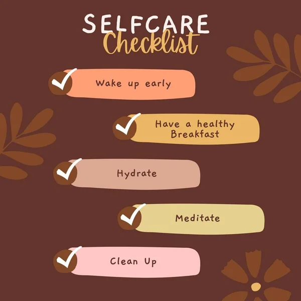 Brown Illustration Selfcare Checklist Instagram Post — 스톡 사진