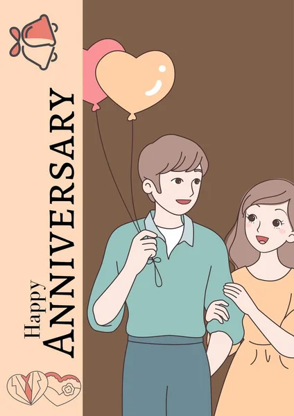 コーヒーブラウン Happy Anniversary Poster — ストック写真