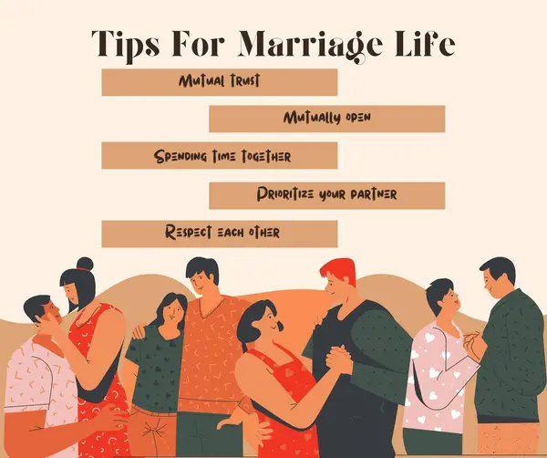 クリームレッドオレンジブラウン結婚生活のためのシンプルなミニマリストエレガントなヒントFacebookの投稿 — ストック写真