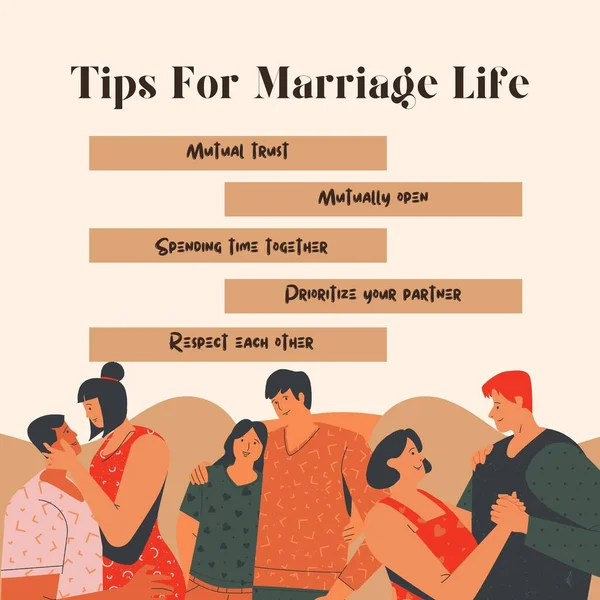 クリームレッドオレンジブラウンシンプルなミニマリストのためのエレガントなヒント結婚生活Instagramの投稿 — ストック写真