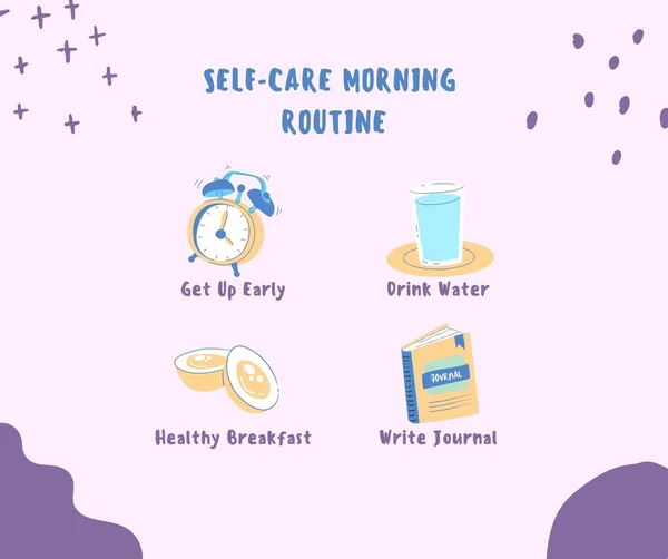 Cute Illustration Self Care Morning Routine Facebook Post —  Fotos de Stock