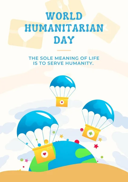 Green and Blue Illustration World Humanitarian Day Poster