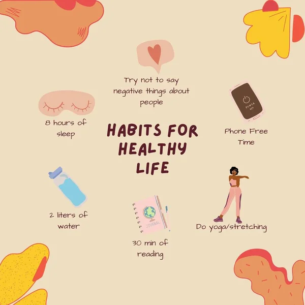 Hábitos Para Una Vida Saludable Instagram Post —  Fotos de Stock