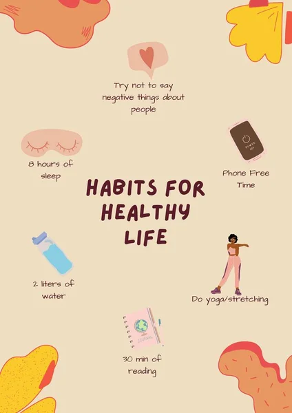 stock image Habits For Healthy Life Illustration Poster