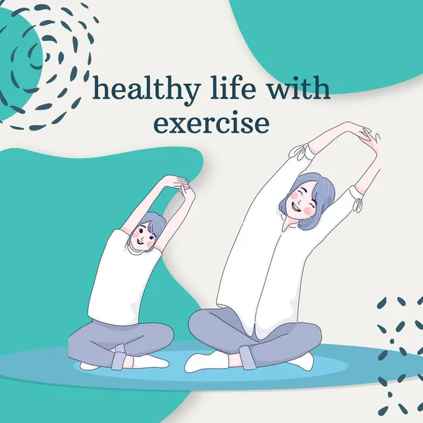 Healthy Life with Exercise Illustration Instagram Posts