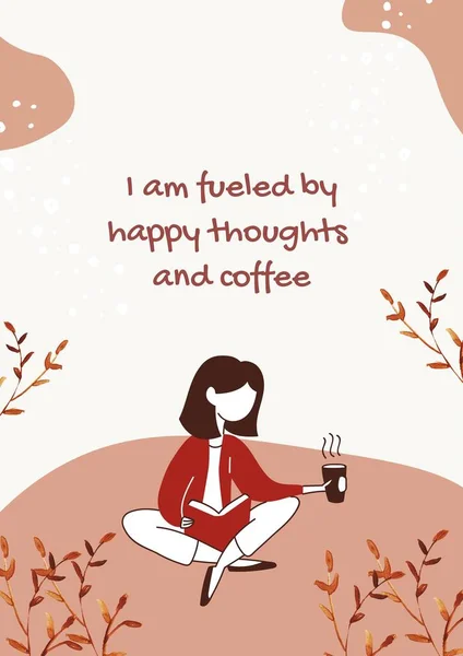 Fueled Happy Thoughts Coffee Quote Poster — Stok Foto