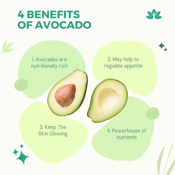 stock image Pastel Green Organic Benefits of Avocado Instagram Post