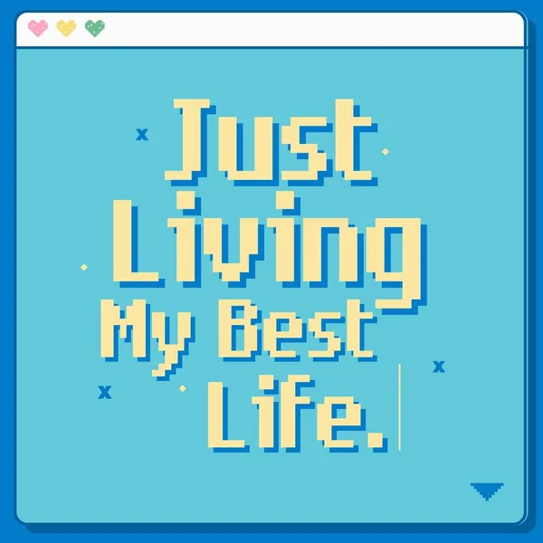 Pastel Yellow Blue Just Living Best Life Retro Pixel Square — Stockfoto
