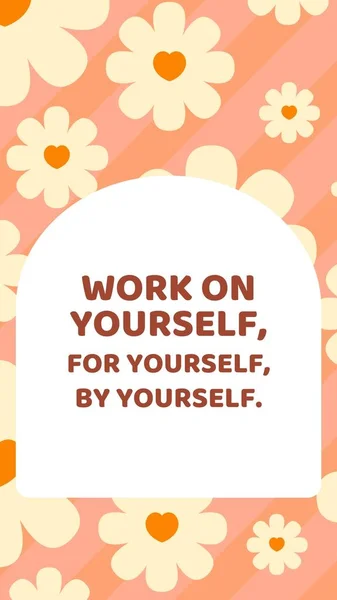 Peach Modern Minimalist Motivational Quote Work On Yourself Phone Wallpaper