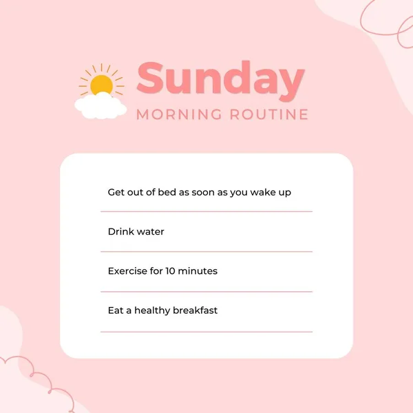 Pink Simple Sunday Morning Routine Instagram Post