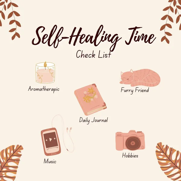 Self Healing Time Checklist Aesthetic Brown