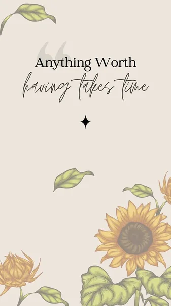 stock image Sunny Beige Floral Illustration Motivation Quote Instagram Story