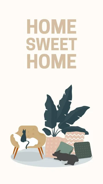 Słodki Dom Słodki Pastelowy Zwierząt Domowych Poduszka Roślin Cozy Minimalistyczny — Zdjęcie stockowe
