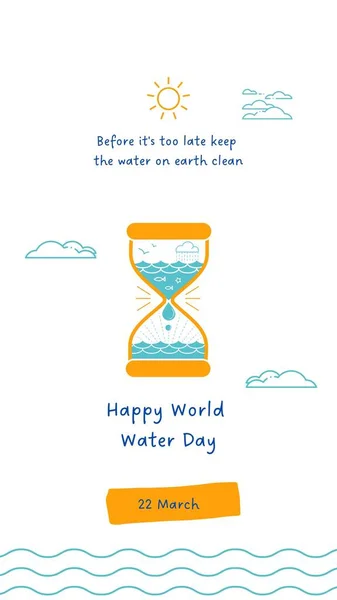 White Blue Illustrative World Water Day Quote Instagram Story — Stock Photo, Image