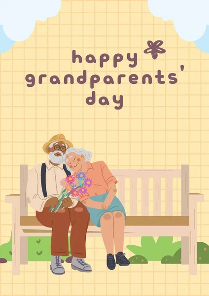Bílé Žluté Jednoduché Minimalistické Happy Grand Parents Day Celebration Plakát — Stock fotografie