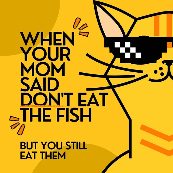 Ilustración Naranja Amarilla Comer Citas Pescado Meme —  Fotos de Stock