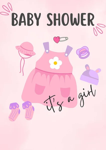 Pink Baby Shower Girl Invitation Flyer — Zdjęcie stockowe