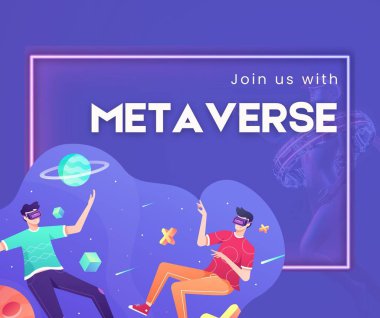 Blue White Illustration Metaverse Facebook Post