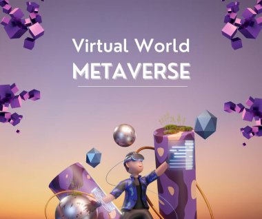 Purple & White Illustrated Metaverse Facebook Post