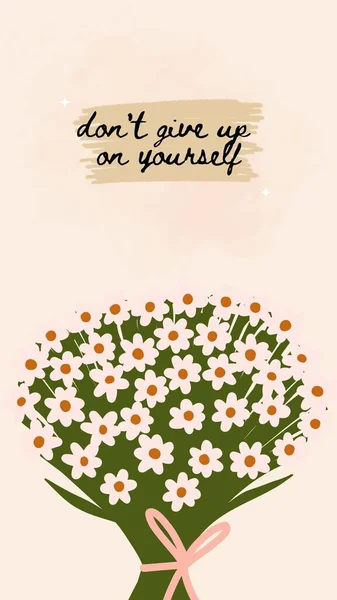 Kızarık Pembe Minimalist Motivasyon Alıntıları Telefon Duvar Kağıdı Papatya Çiçekleri — Stok fotoğraf