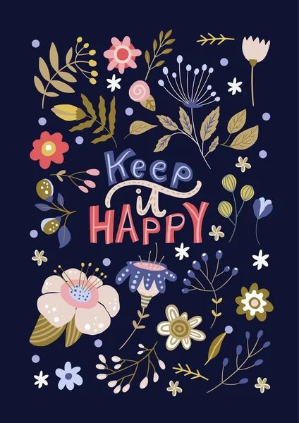 Mantenha Feliz Inspiração Verão Motivação Poster Imprimível — Fotografia de Stock