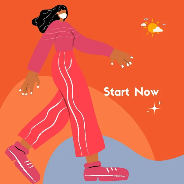 Orange Illustrated Simple Motivation Start Now Quote Instagram Post — 스톡 사진