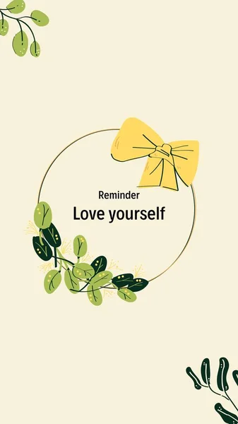 Ilustración Simple Amarilla Verde Self Reminder Instagram Story — Foto de Stock