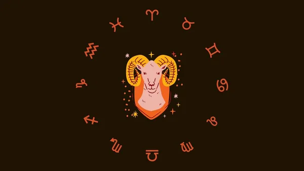 Brown Orange Aries Astrology Desktop Wallpaper — Foto de Stock