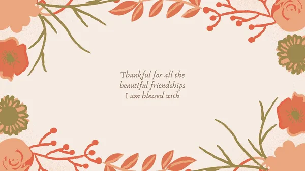 Cream Pink Orange Natural Organic Illustration Thanksgiving Desktop Wallpaper Quotes — Stok fotoğraf