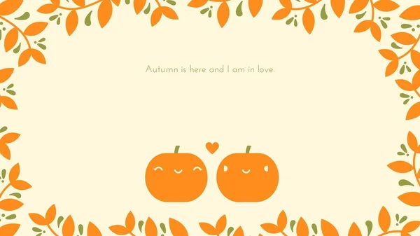 Cute Pumpkin Couple Fall Desktop Wallpaper — Zdjęcie stockowe