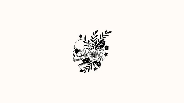 Floral Skull Desktop Wallpaper — 图库照片
