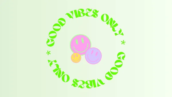 Good Vibes Only Half Circle Smiley Face Desktop Wallpaper — 图库照片